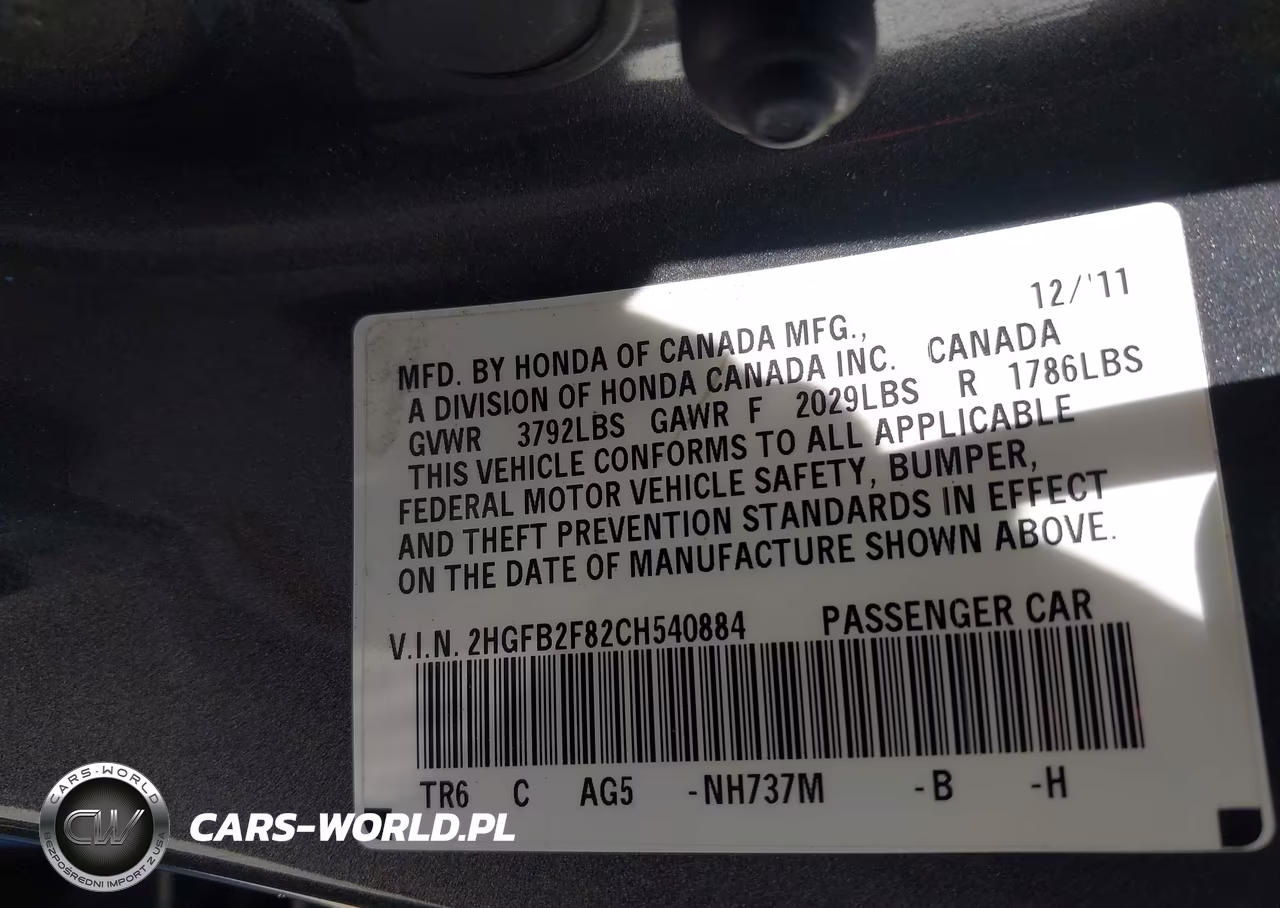 2012 Honda Civic Ex VIN:2HGFB2F82CH540884 - 9