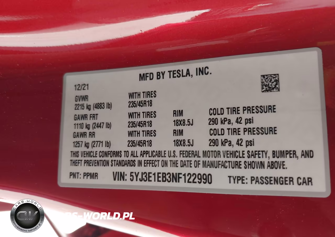 2022 Tesla Model 3 Long Range Dual Motor All-Wheel Drive VIN:5YJ3E1EB3NF122990 - 9