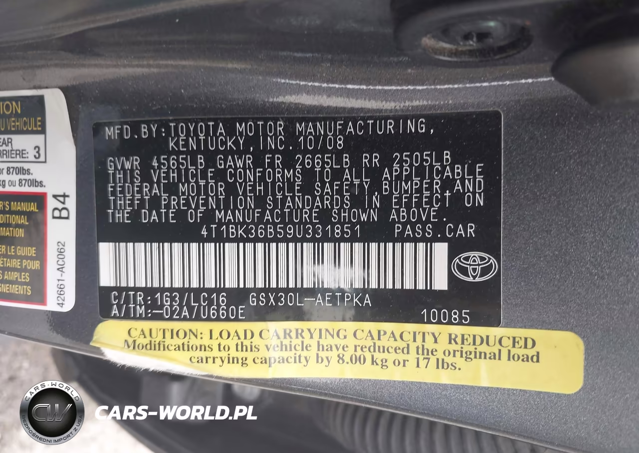 2009 Toyota Avalon Limited VIN:4T1BK36B59U331851 - 9