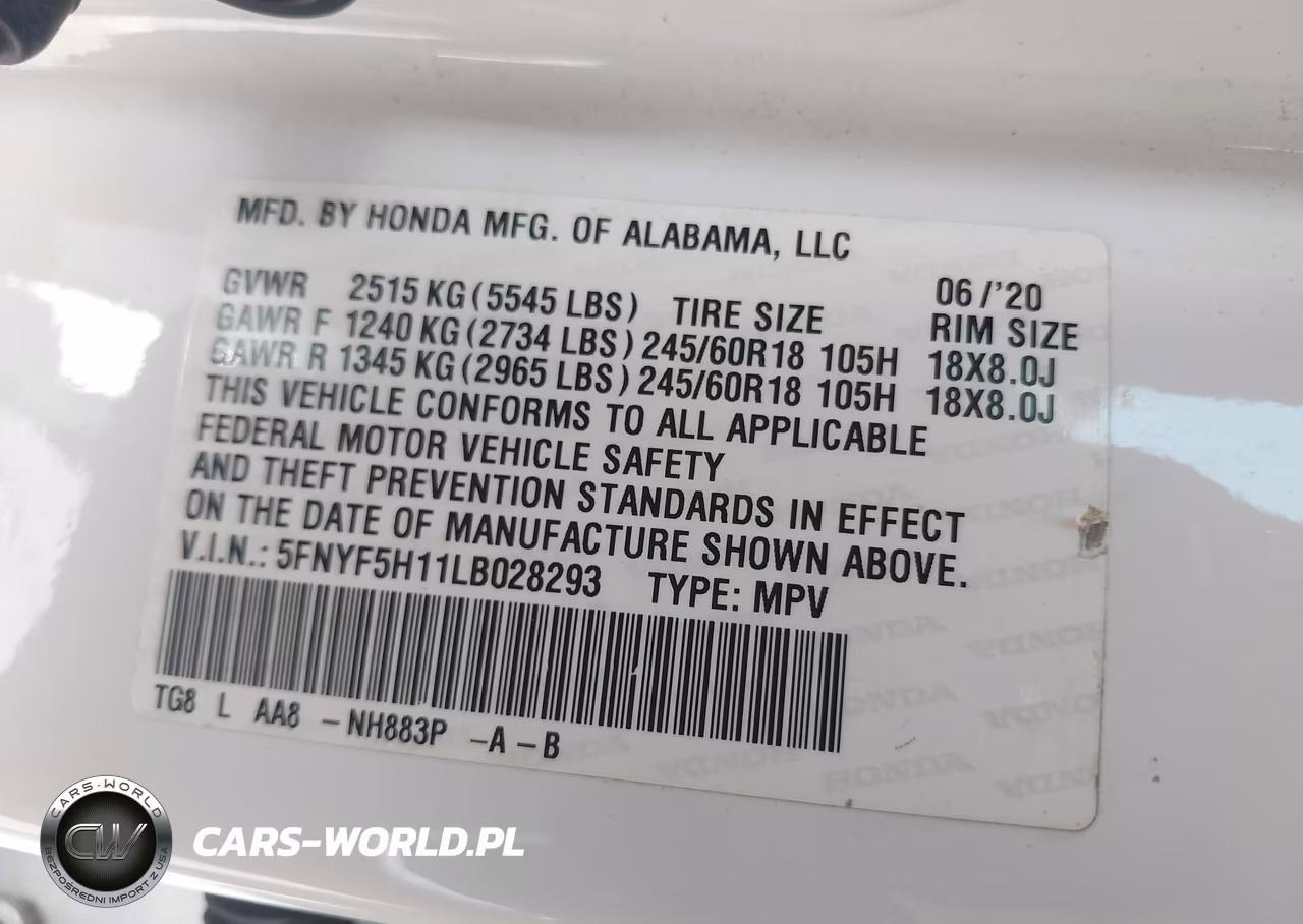 2020 Honda Pilot 2Wd Lx VIN:5FNYF5H11LB028293 - 9