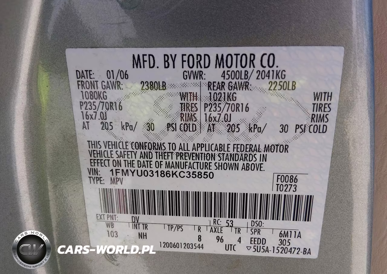 2006 Ford Escape Xlt-Xlt Sport VIN:1FMYU03186KC35850 - 9