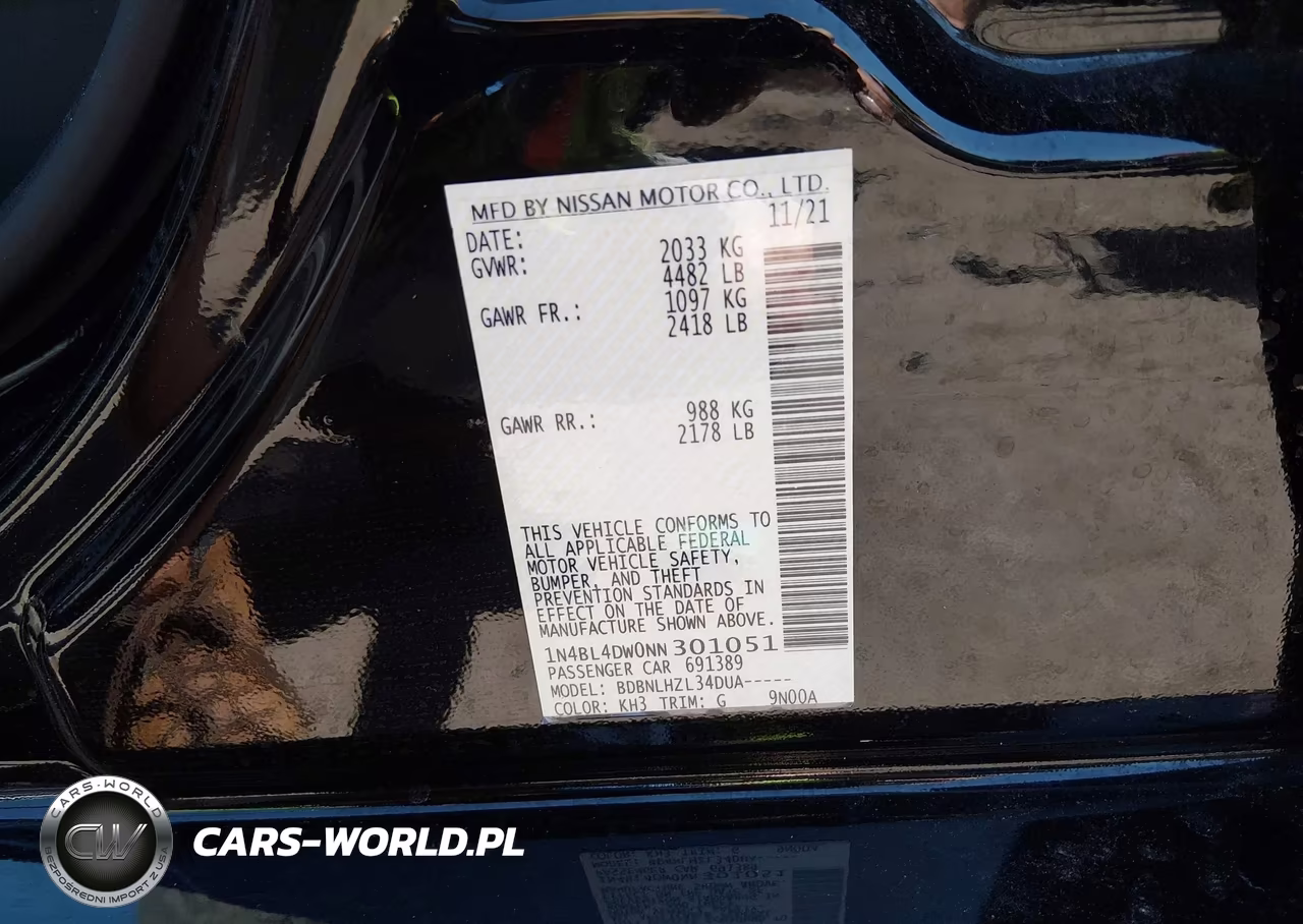 2022 Nissan Altima Sv Intelligent Awd VIN:1N4BL4DW0NN301051 - 9