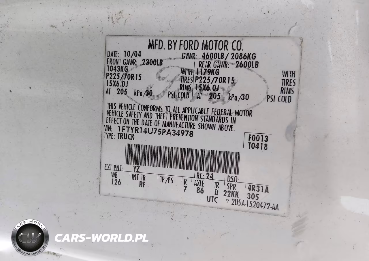 2005 Ford Ranger Edge-Stx-Xl-Xlt VIN:1FTYR14U75PA34978 - 9