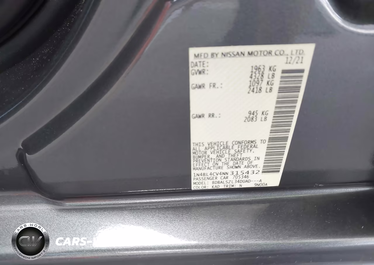 2022 Nissan Altima Sr Fwd VIN:1N4BL4CV4NN315432 - 9