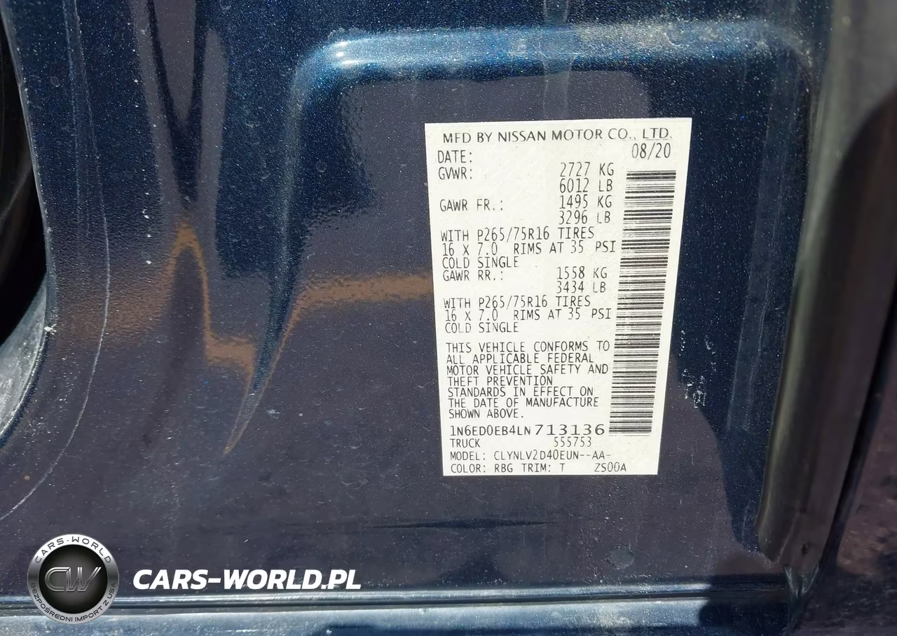 2020 Nissan Frontier Pro-4X 4X4 VIN:1N6ED0EB4LN713136 - 9