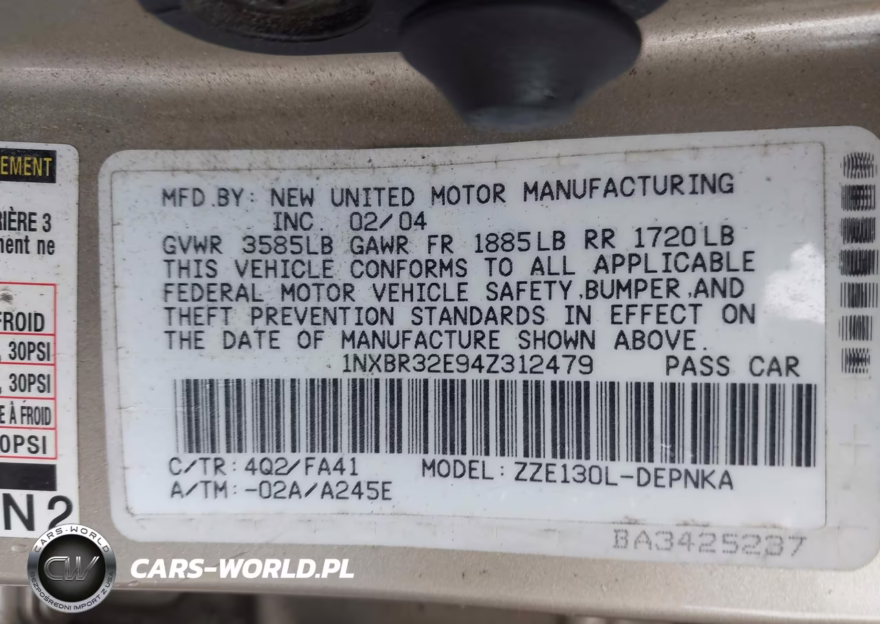 2004 Toyota Corolla Le VIN:1NXBR32E94Z312479 - 9