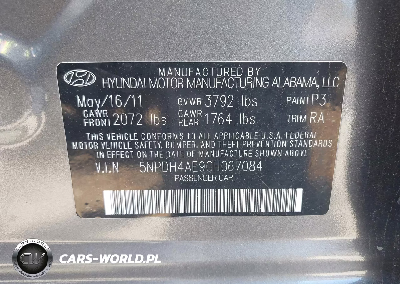 2012 Hyundai Elantra Gls VIN:5NPDH4AE9CH067084 - 9