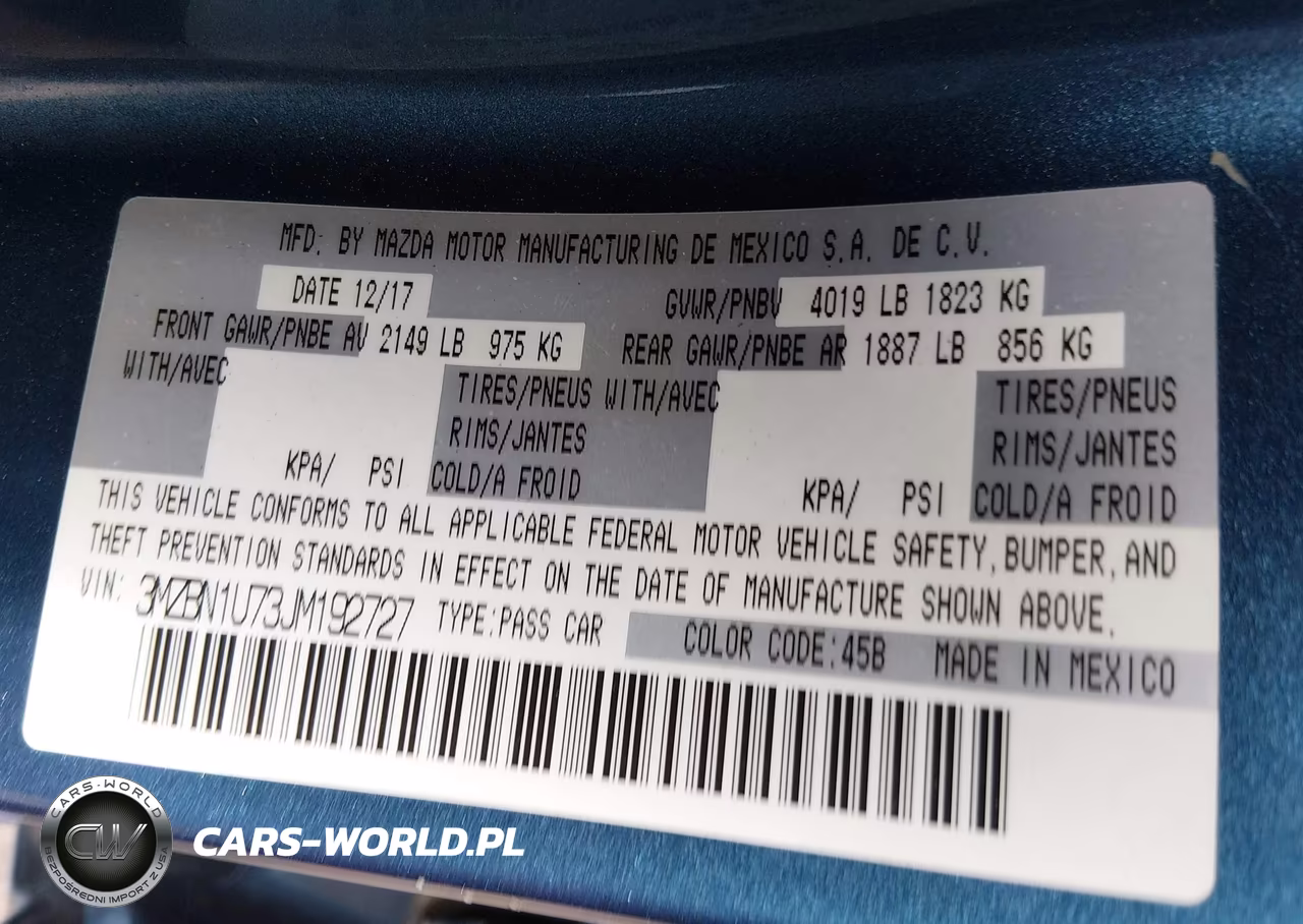 2018 Mazda Mazda3 Sport VIN:3MZBN1U73JM192727 - 9