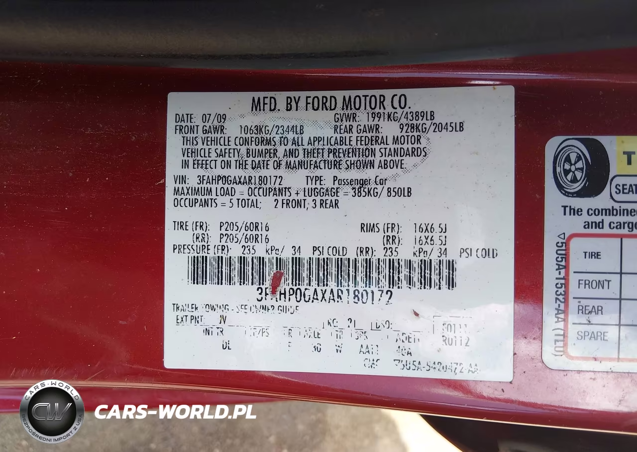2010 Ford Fusion S VIN:3FAHP0GAXAR180172 - 9