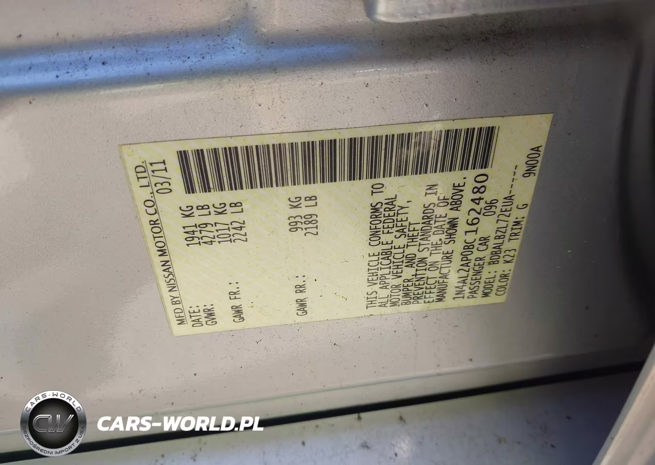 2011 Nissan Altima 2.5 S VIN:1N4AL2AP0BC162480 - 9