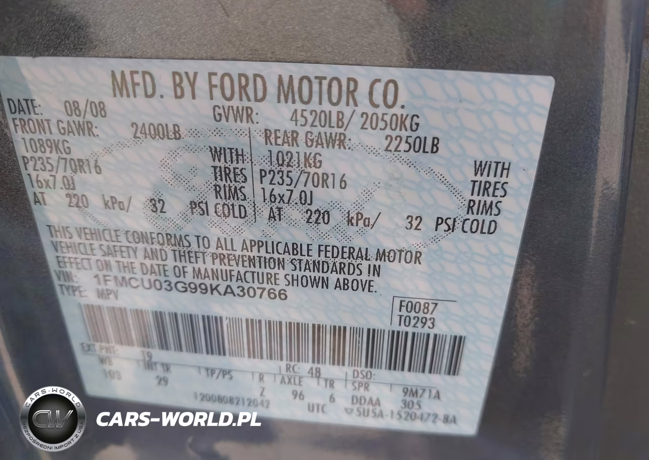 2009 Ford Escape Xlt VIN:1FMCU03G99KA30766 - 9