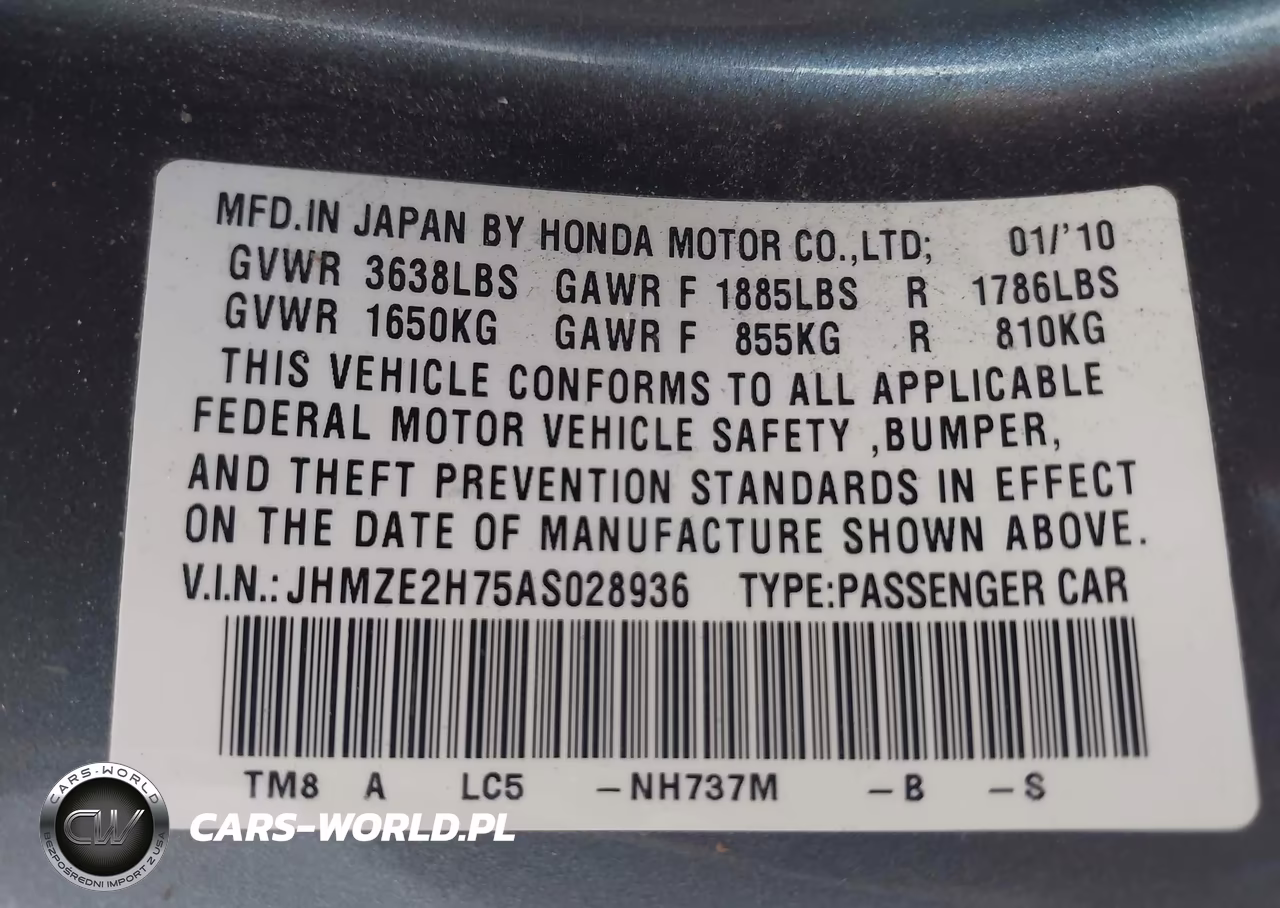 2010 Honda Insight Ex VIN:JHMZE2H75AS028936 - 9