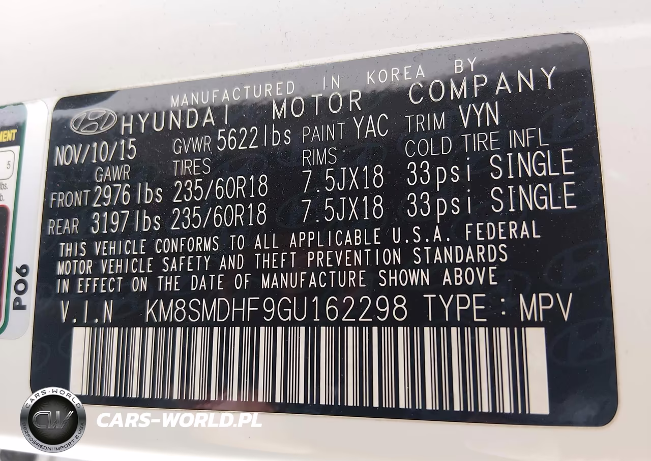 2016 Hyundai Santa Fe Se VIN:KM8SMDHF9GU162298 - 9