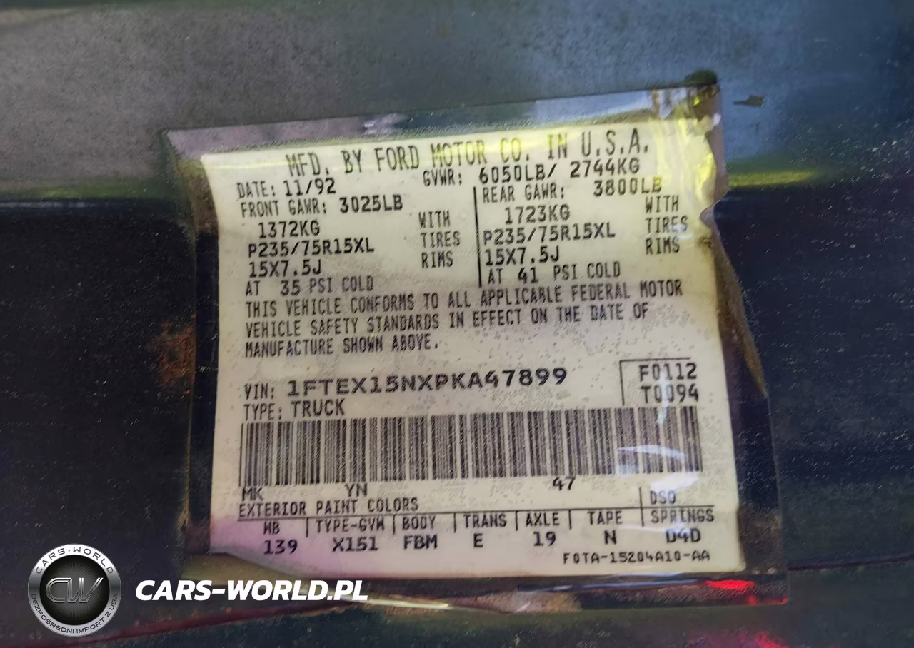 1993 Ford F150 VIN:1FTEX15NXPKA47899 - 9