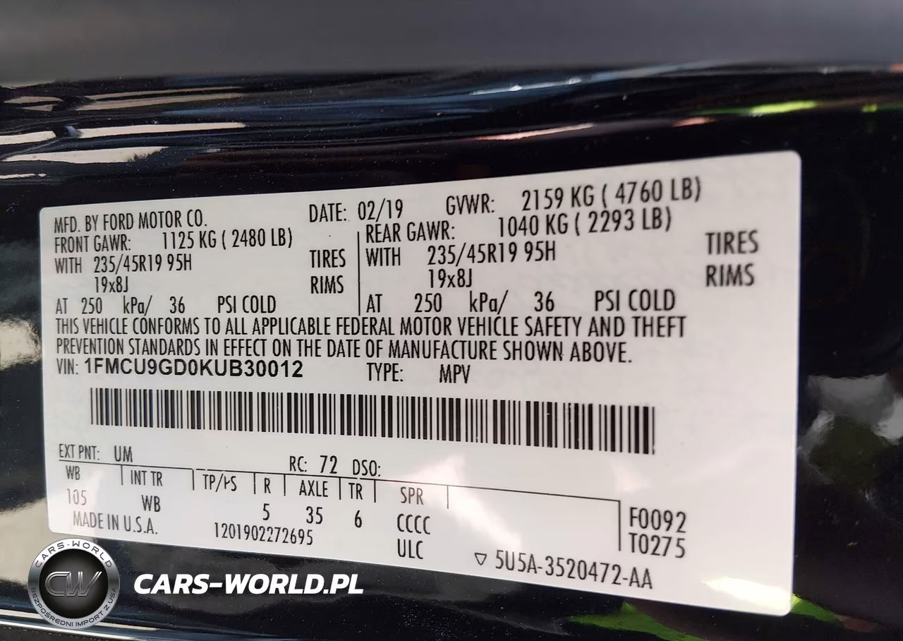 2019 Ford Escape Se VIN:1FMCU9GD0KUB30012 - 9