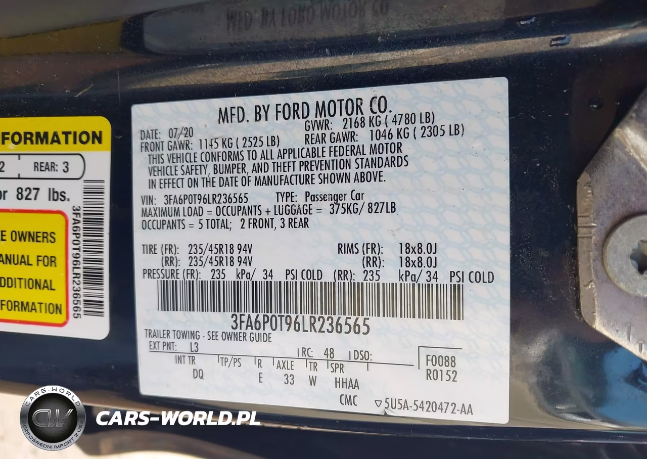 2020 Ford Fusion Se VIN:3FA6P0T96LR236565 - 9