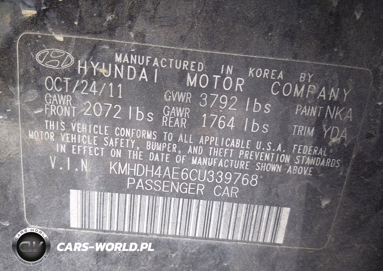 2012 Hyundai Elantra Gls (Ulsan Plant) VIN:KMHDH4AE6CU339768 - 9