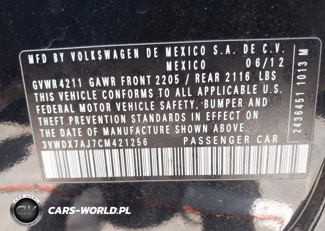 2012 Volkswagen Jetta 2.5L Se VIN:3VWDX7AJ7CM421256 - 9