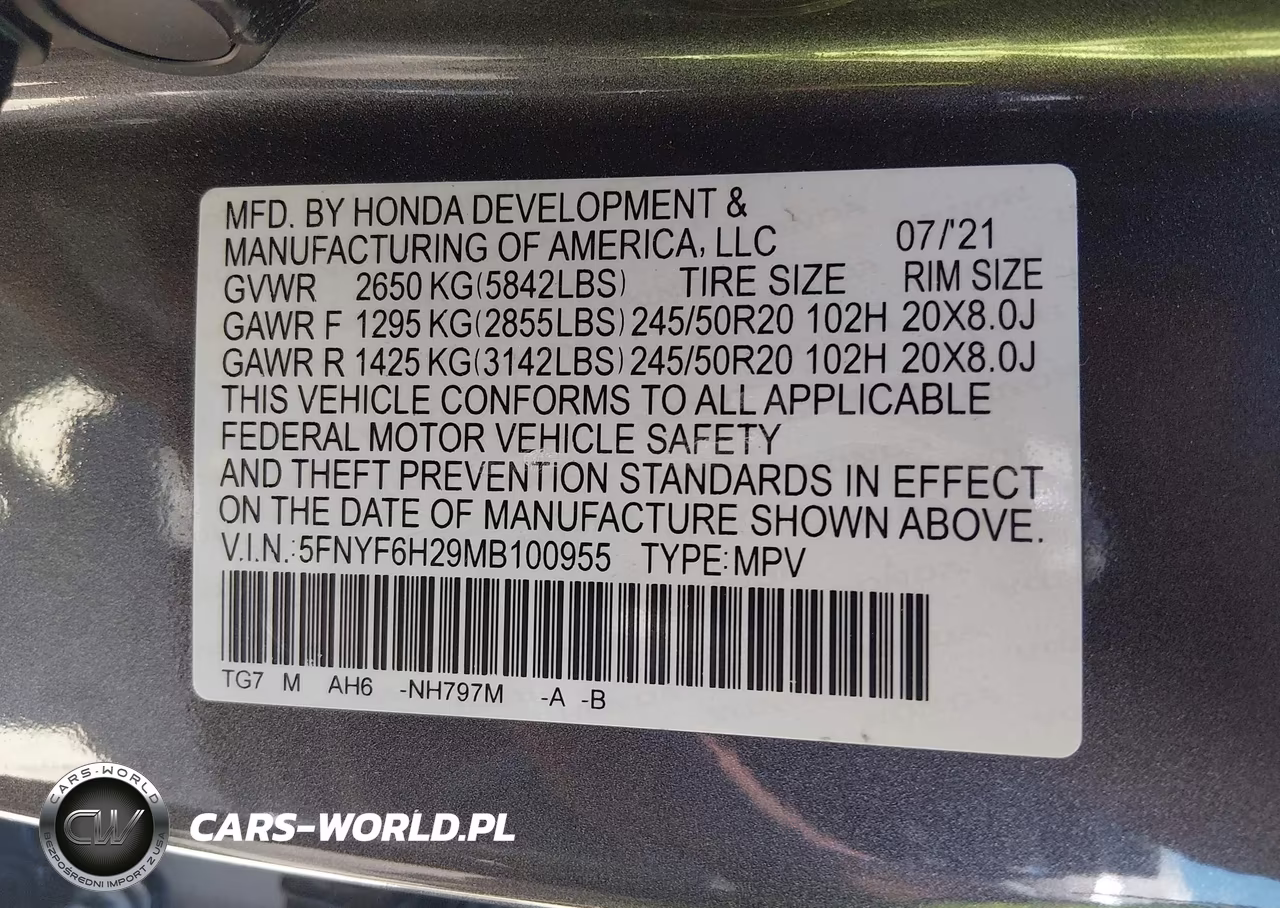 2021 Honda Pilot Awd Special Edition VIN:5FNYF6H29MB100955 - 9