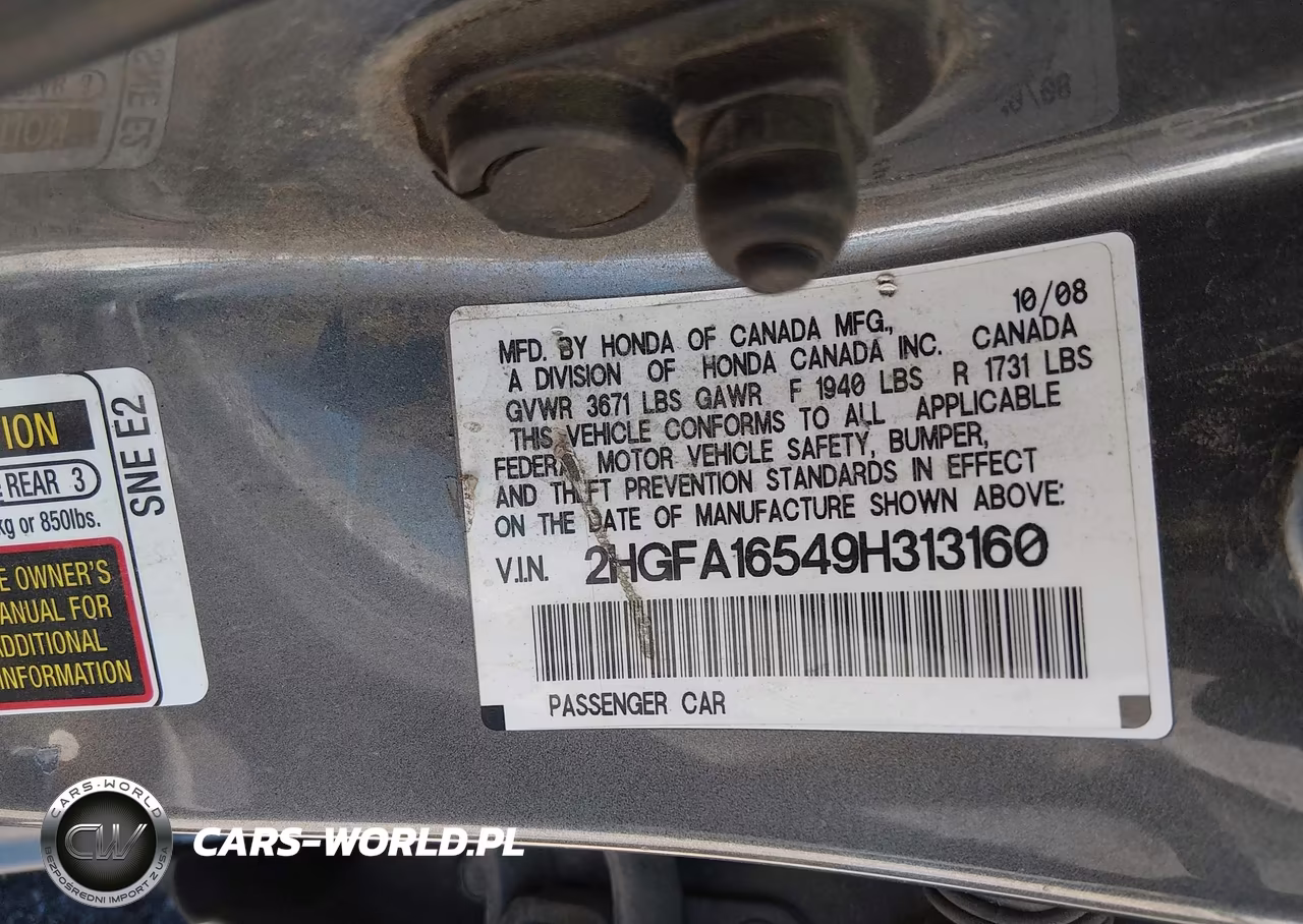 2009 Honda Civic Lx VIN:2HGFA16549H313160 - 9