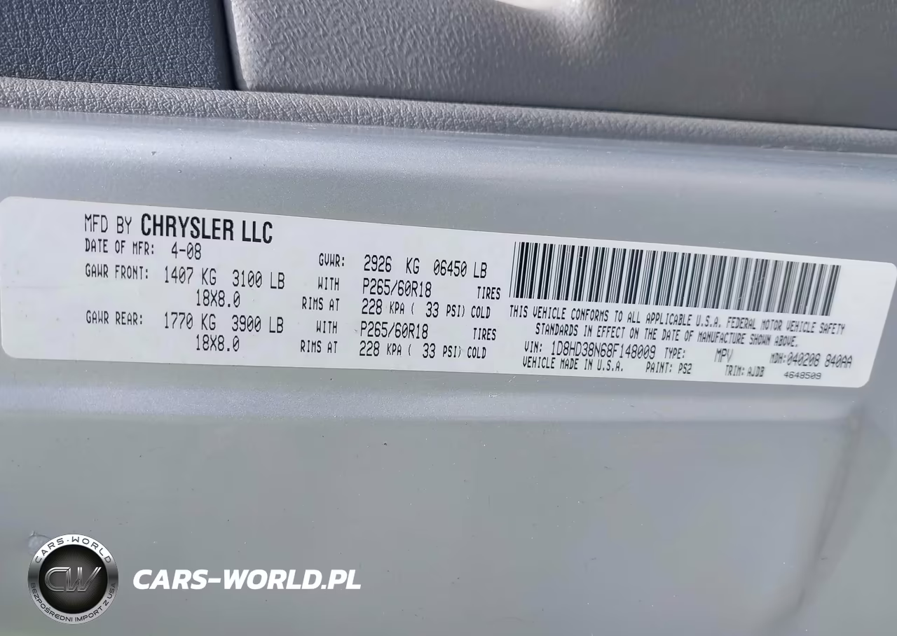 2008 Dodge Durango Sxt VIN:1D8HD38N68F148009 - 9