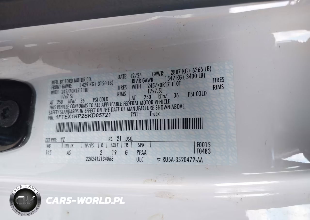 2025 Ford F-150 Xl VIN:1FTEX1KP2SKD05721 - 9