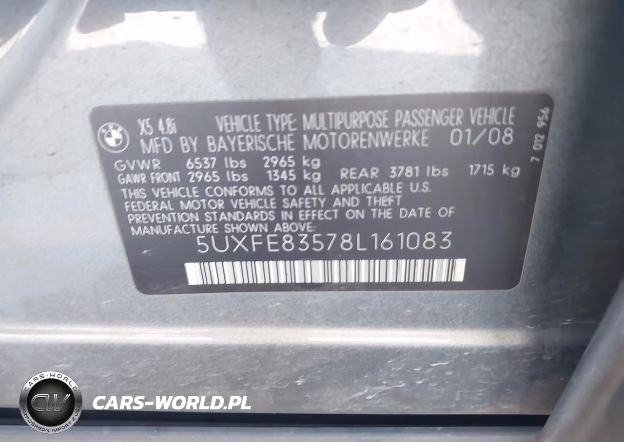 2008 BMW X5 4.8I VIN:5UXFE83578L161083 - 9