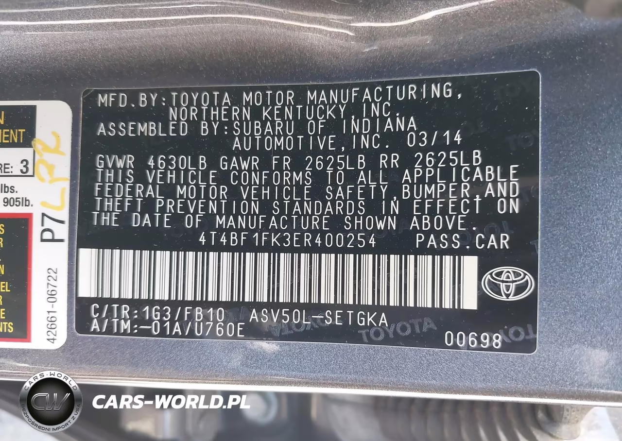 2014 Toyota Camry Xle VIN:4T4BF1FK3ER400254 - 9