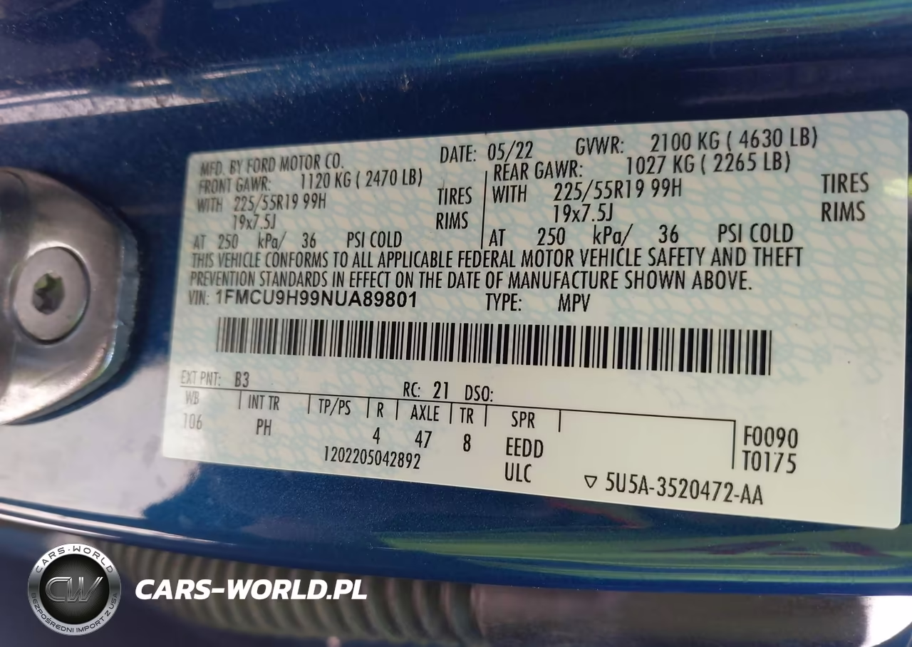2022 Ford Escape Sel VIN:1FMCU9H99NUA89801 - 9