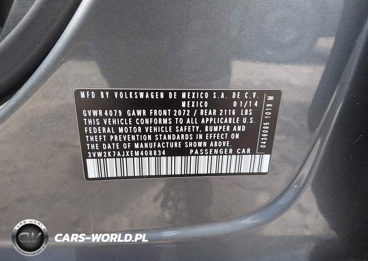 2014 Volkswagen Jetta 2.0L S VIN:3VW2K7AJXEM408834 - 9