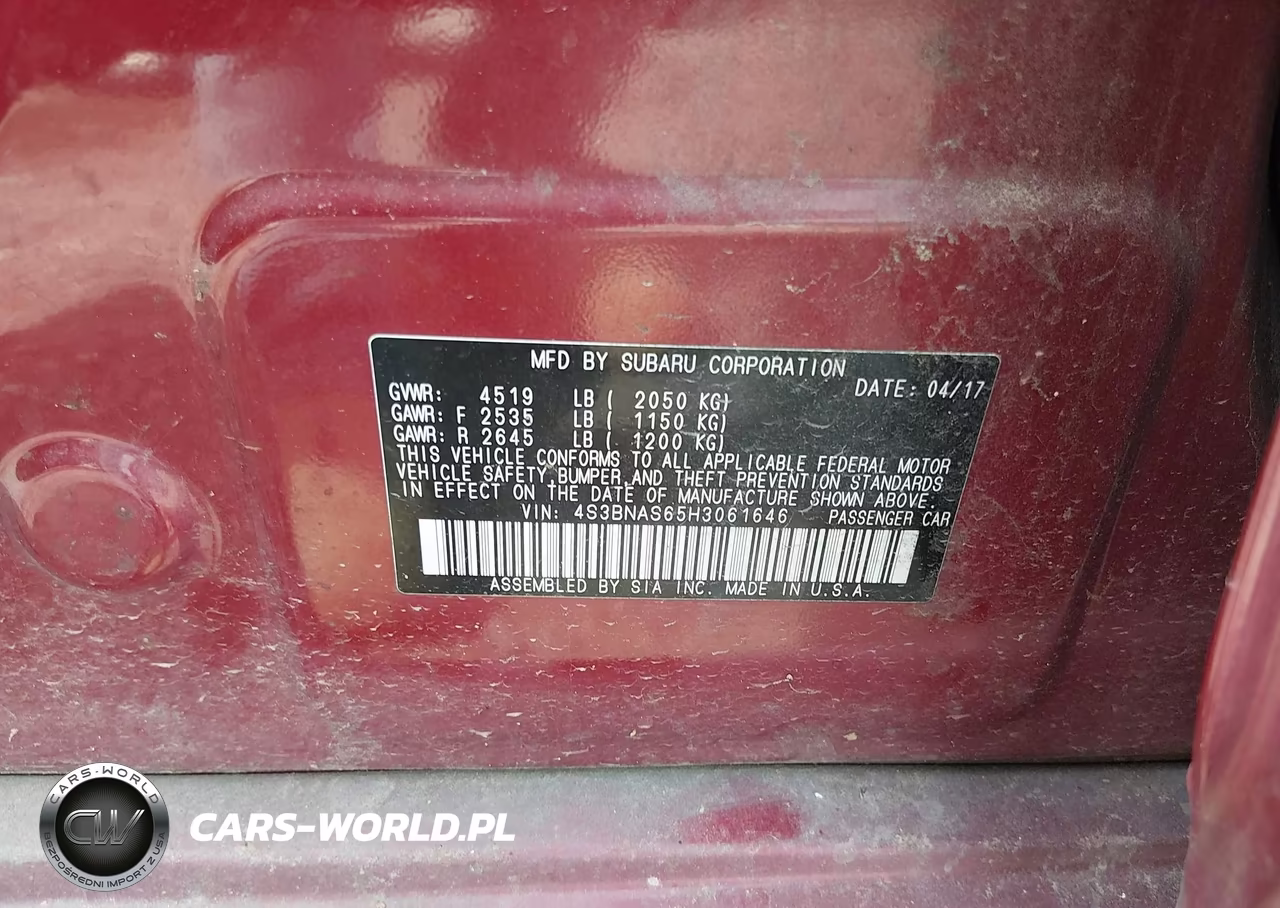 2017 Subaru Legacy 2.5I Sport VIN:4S3BNAS65H3061646 - 9