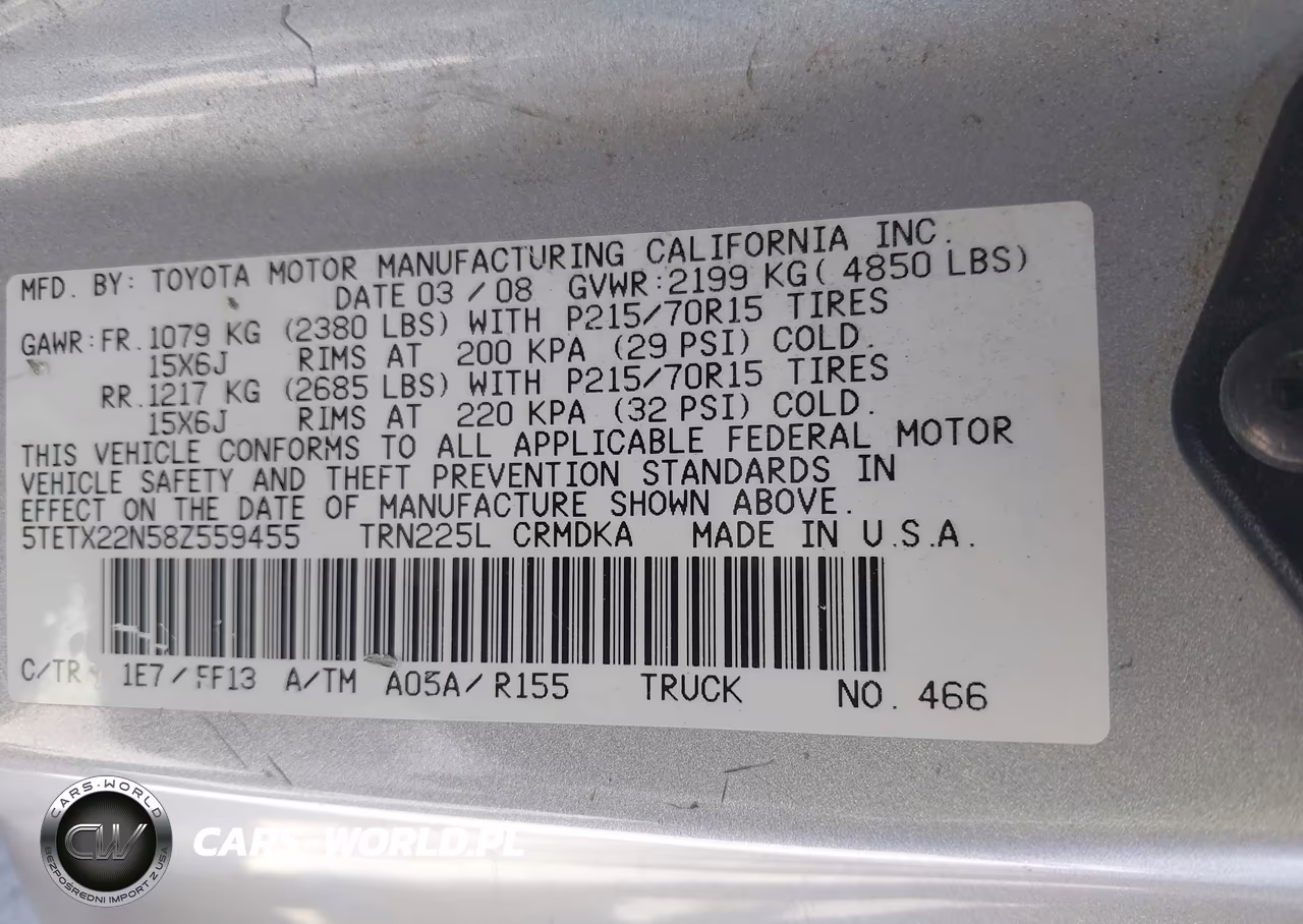 2008 Toyota Tacoma VIN:5TETX22N58Z559455 - 9