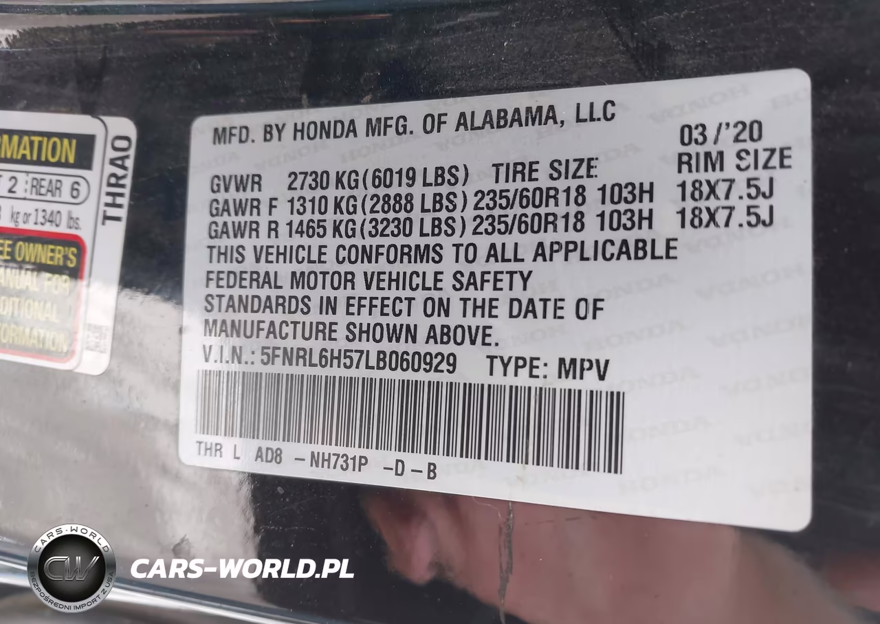 2020 Honda Odyssey Ex VIN:5FNRL6H57LB060929 - 9