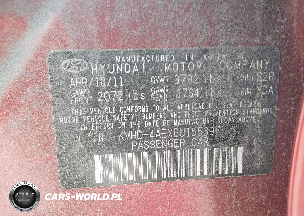 2011 Hyundai Elantra Gls (Ulsan Plant) VIN:KMHDH4AEXBU155397 - 9