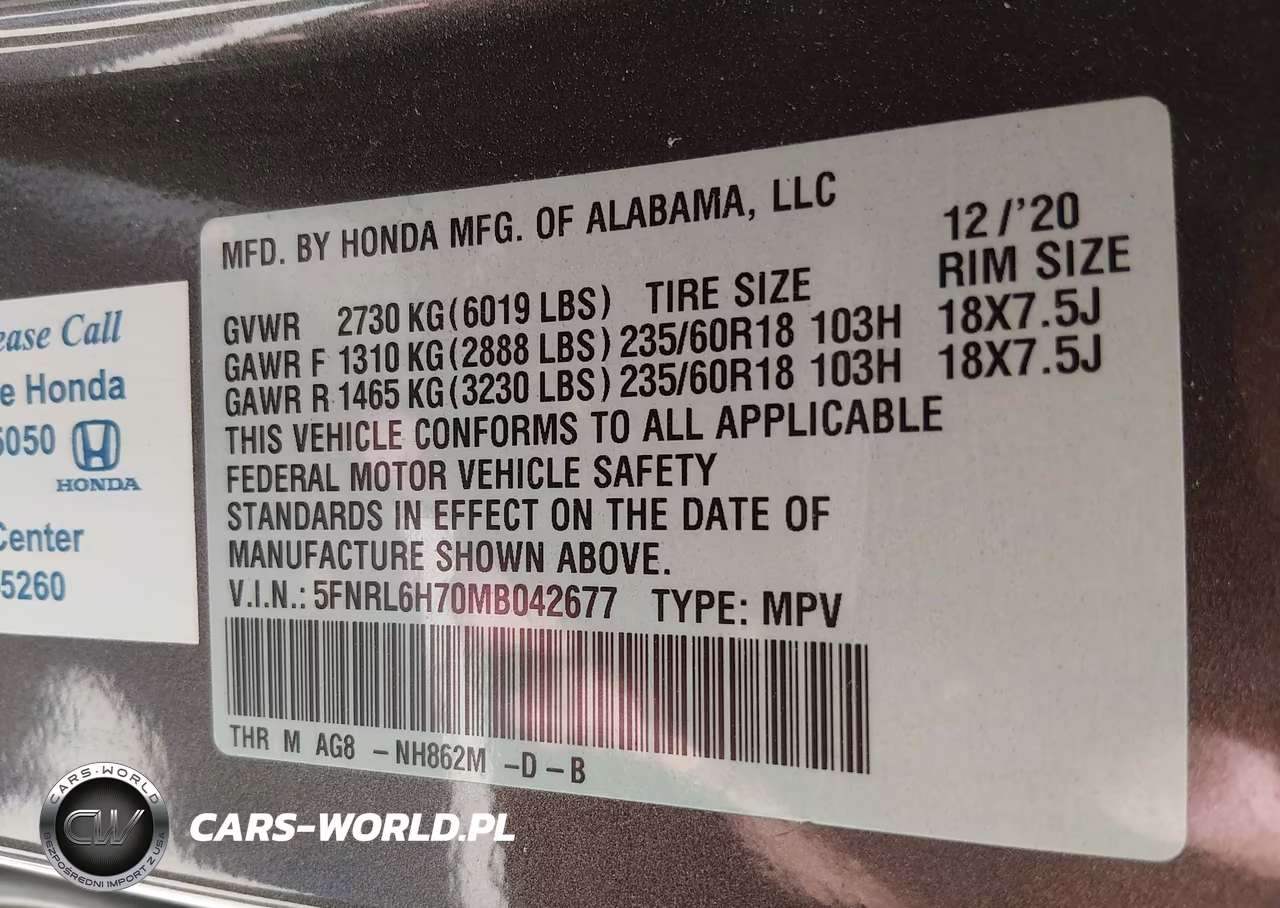 2021 Honda Odyssey Ex-L VIN:5FNRL6H70MB042677 - 9