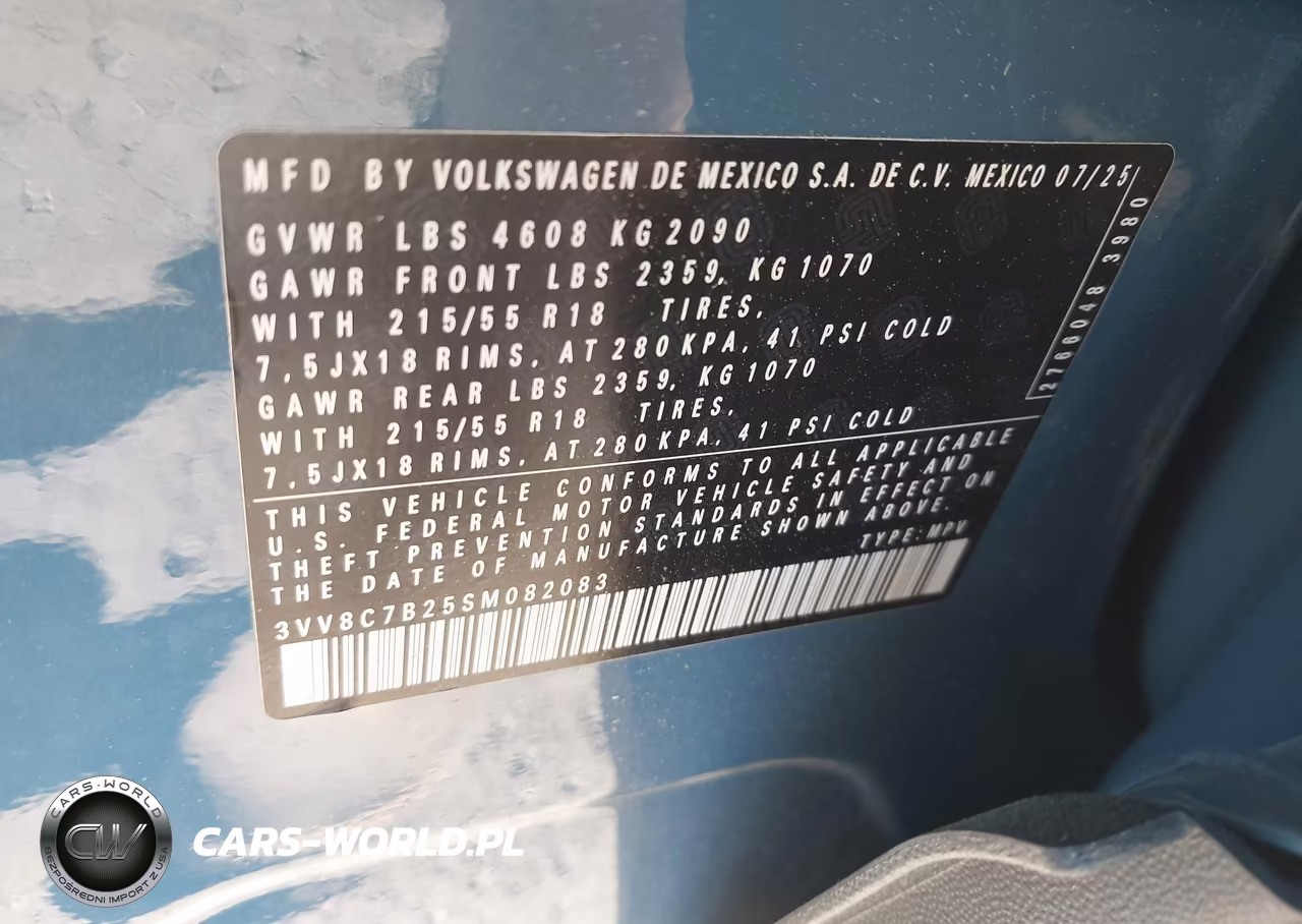 2025 Volkswagen Taos 1.5T S VIN:3VV8C7B25SM082083 - 9