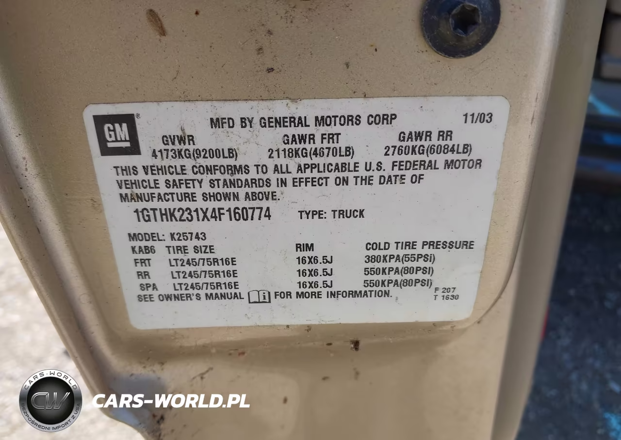 2004 GMC Sierra 2500Hd Sle VIN:1GTHK231X4F160774 - 9