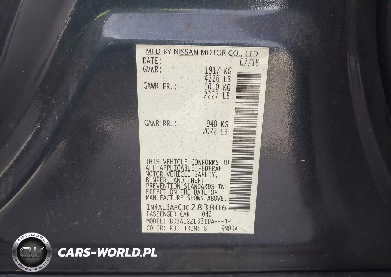 2018 Nissan Altima 2.5 S VIN:1N4AL3AP0JC283806 - 9