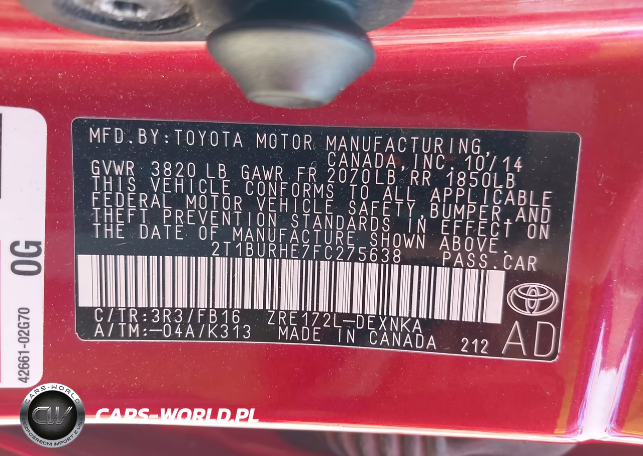 2015 Toyota Corolla Le VIN:2T1BURHE7FC275638 - 9