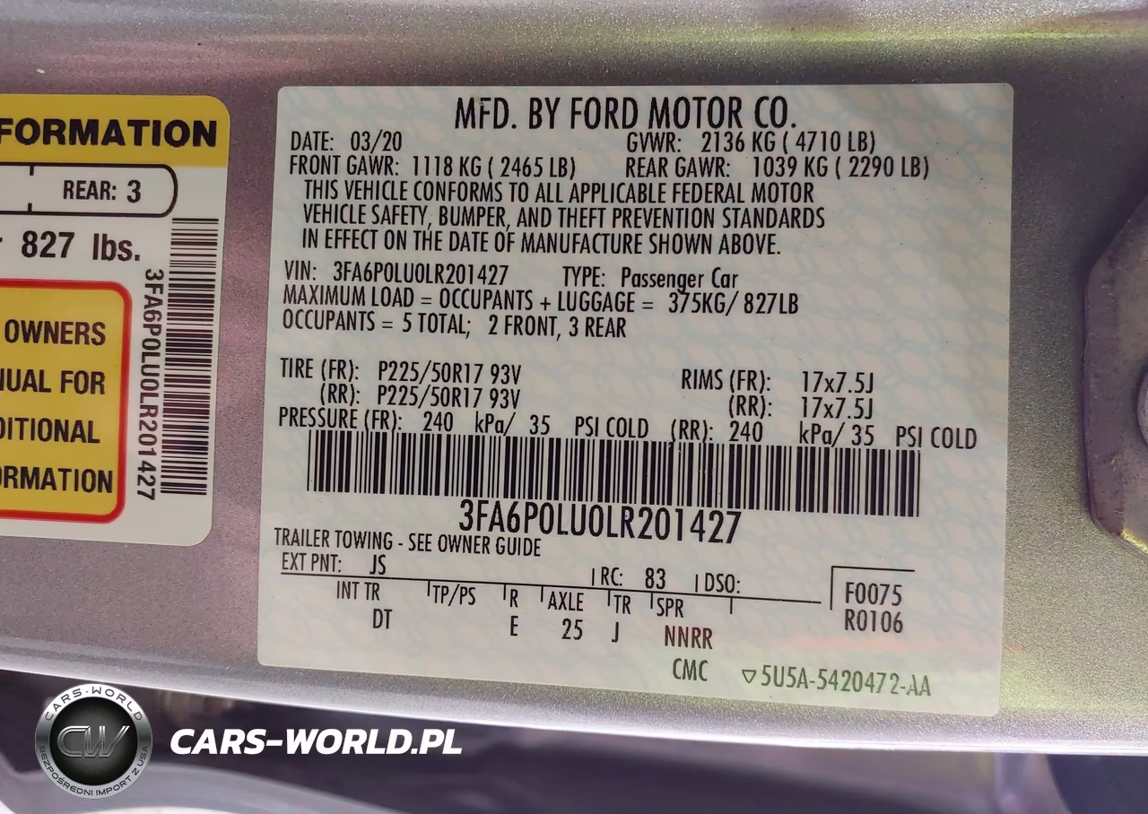 2020 Ford Fusion Hybrid Se VIN:3FA6P0LU0LR201427 - 9
