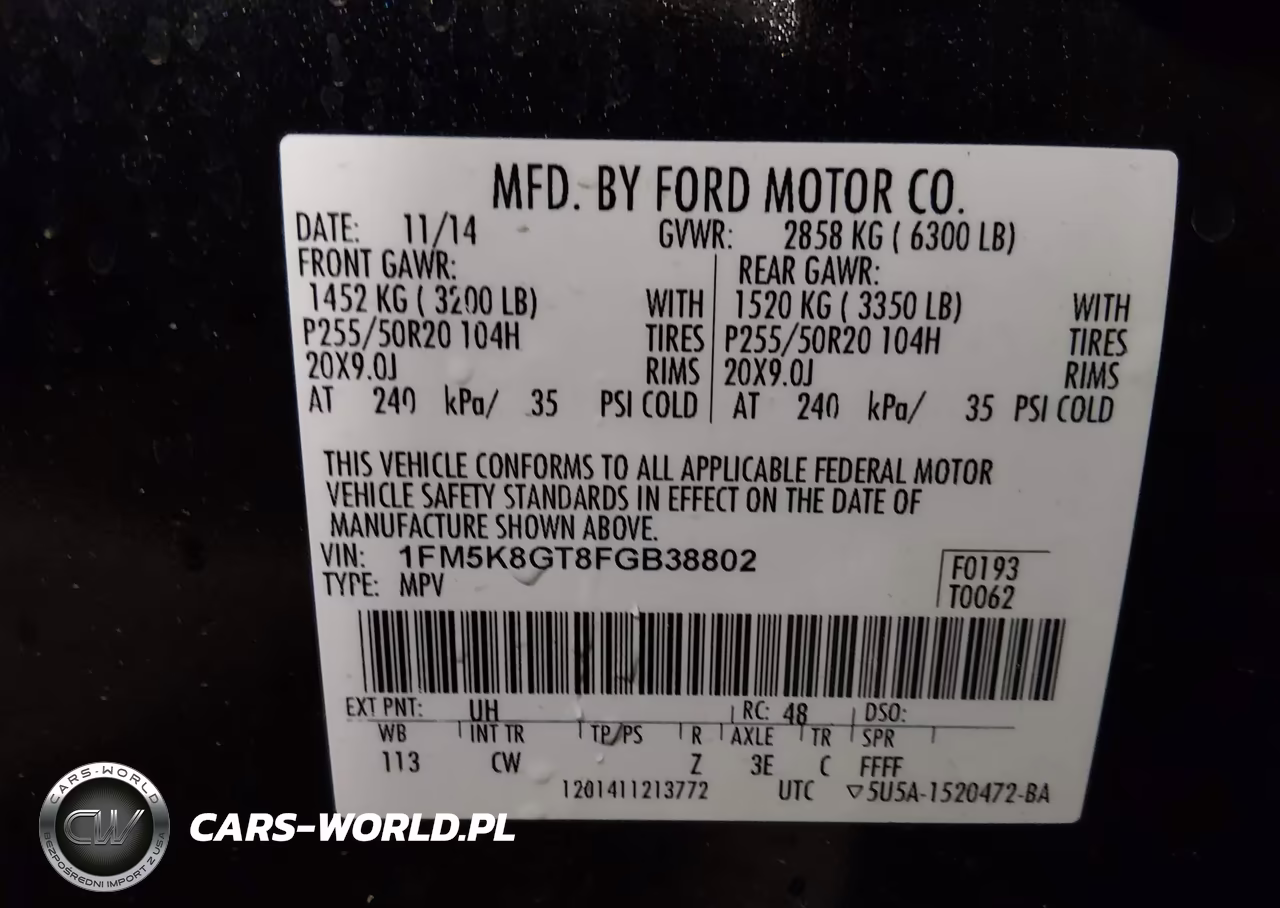 2015 Ford Explorer Sport VIN:1FM5K8GT8FGB38802 - 9