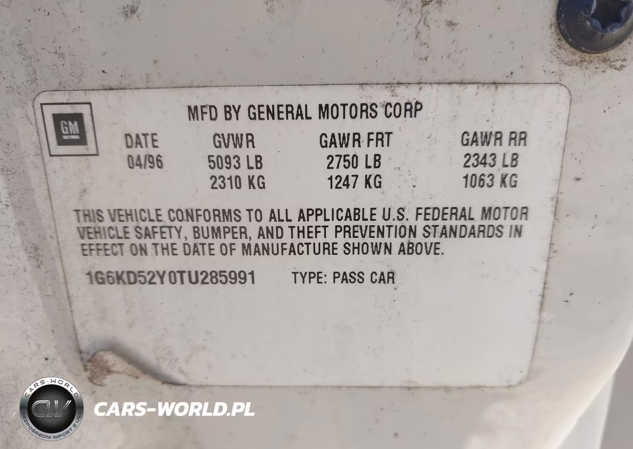 1996 Cadillac Deville VIN:1G6KD52Y0TU285991 - 9