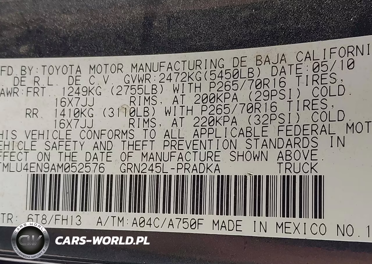 2010 Toyota Tacoma Base V6 VIN:3TMLU4EN9AM052576 - 9
