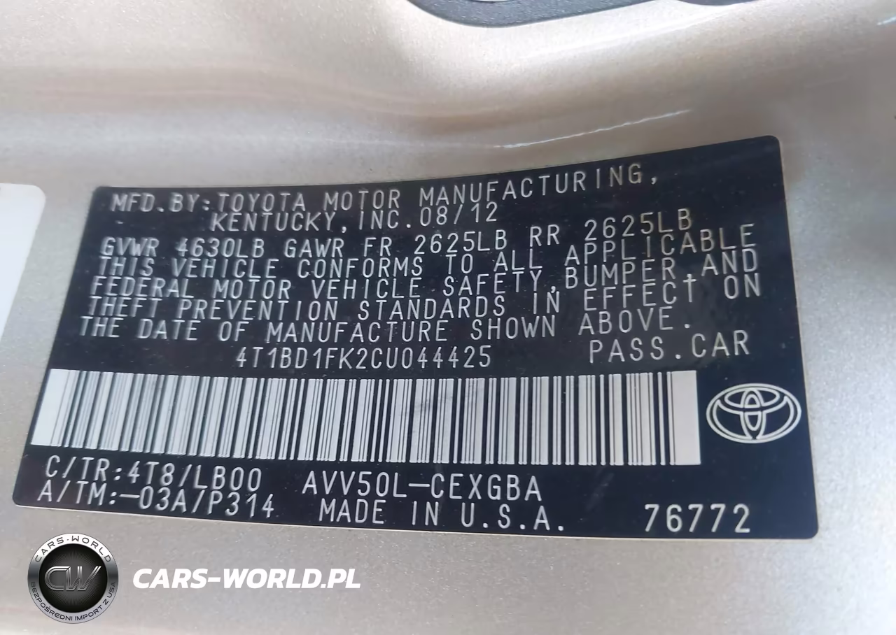 2012 Toyota Camry Hybrid Xle VIN:4T1BD1FK2CU044425 - 9
