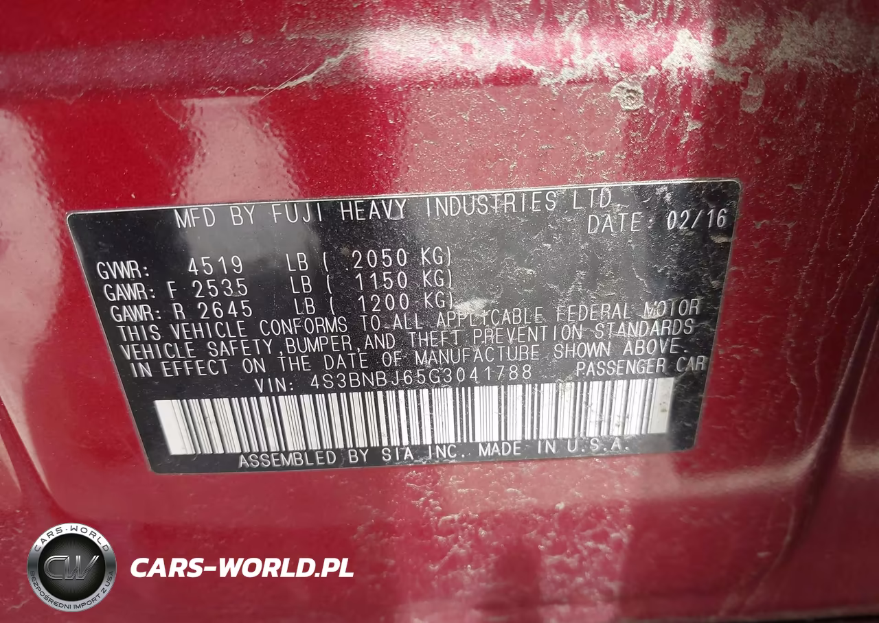 2016 Subaru Legacy 2.5I Limited VIN:4S3BNBJ65G3041788 - 9