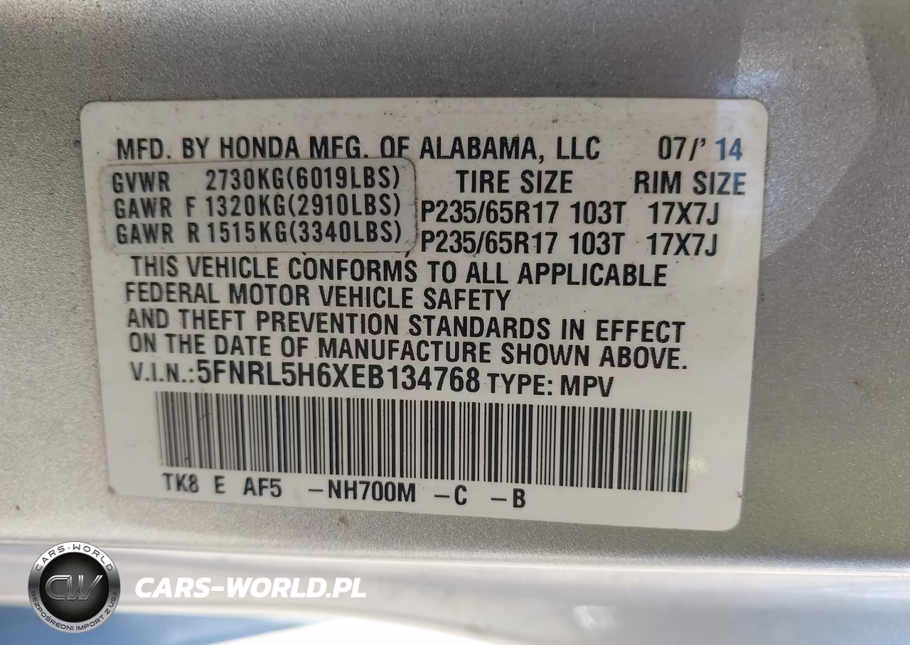 2014 Honda Odyssey Ex-L VIN:5FNRL5H6XEB134768 - 9