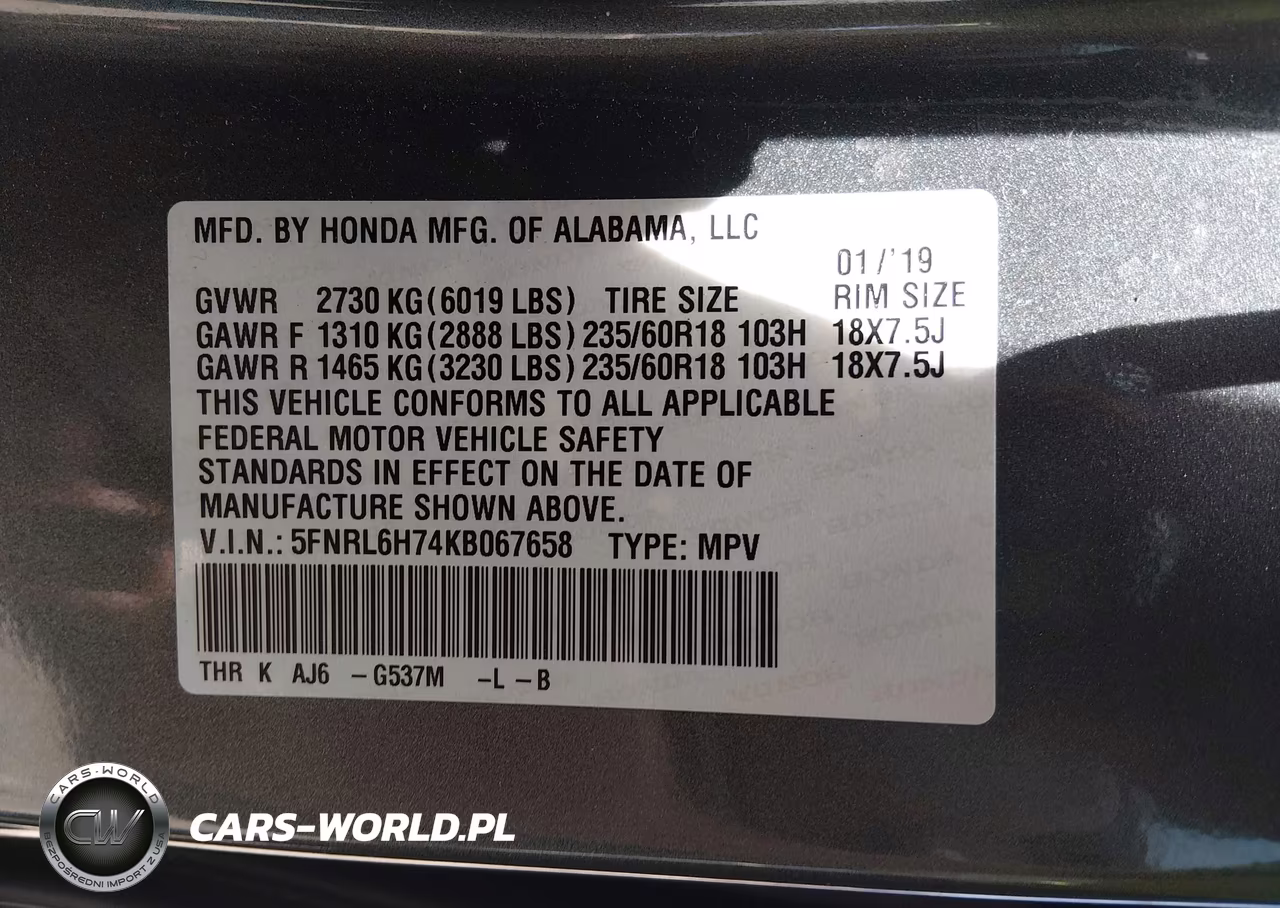 2019 Honda Odyssey Ex-L VIN:5FNRL6H74KB067658 - 9