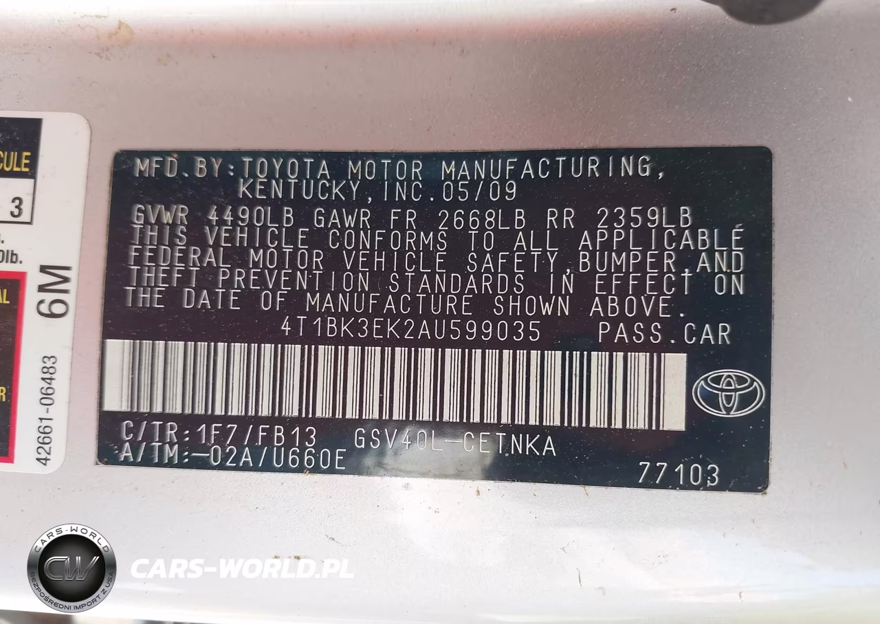2010 Toyota Camry Le V6 VIN:4T1BK3EK2AU599035 - 9