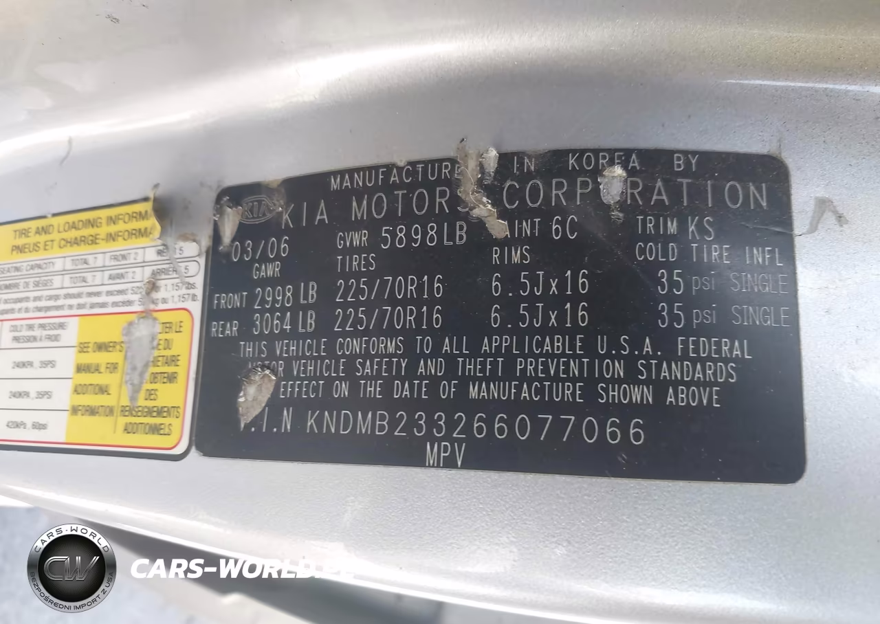 2006 Kia Sedona Ex-Lx VIN:KNDMB233266077066 - 9