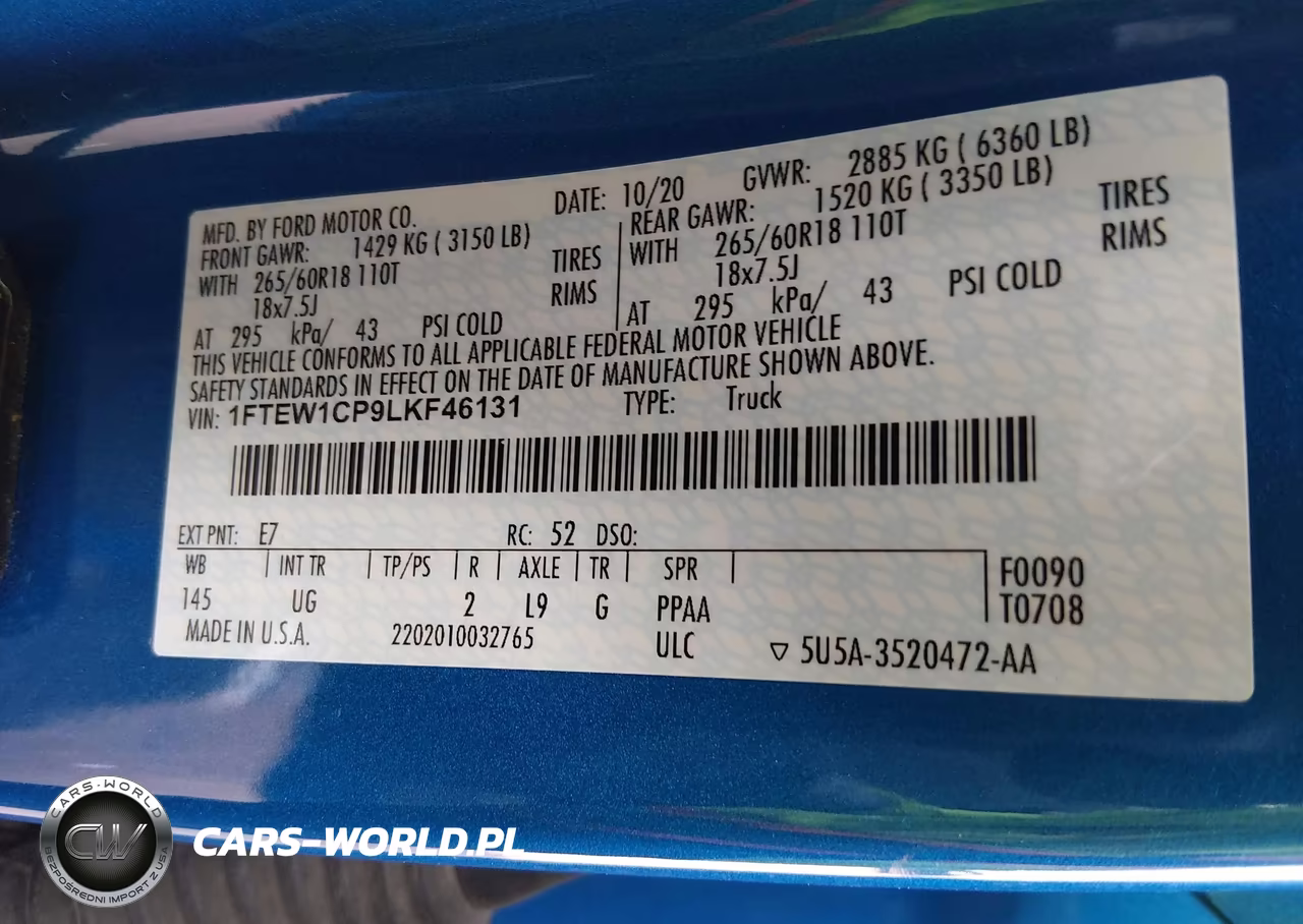 2020 Ford F-150 Xlt VIN:1FTEW1CP9LKF46131 - 9